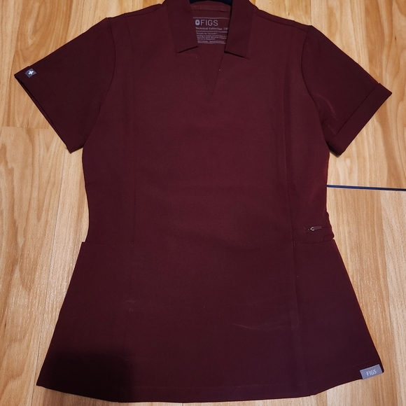 XXS Figs Inala Slim Scrub Top, burgundy - Picture 7 of 11